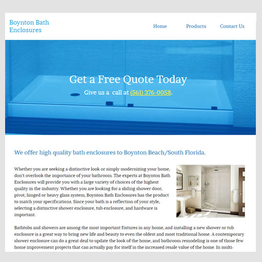 boynton bath enclosures website design
